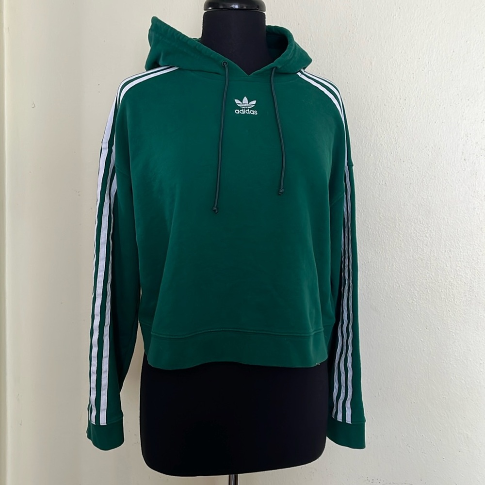 Adidas cropped green hoodie M like new